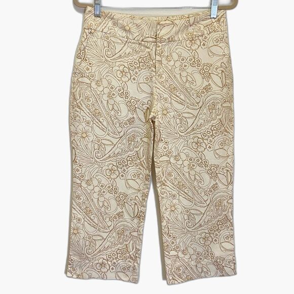 Eddie Bauer - Mercer Fit Capri Pants Linen Blend Floral Paisley Print - size 6 - Picture 1 of 6